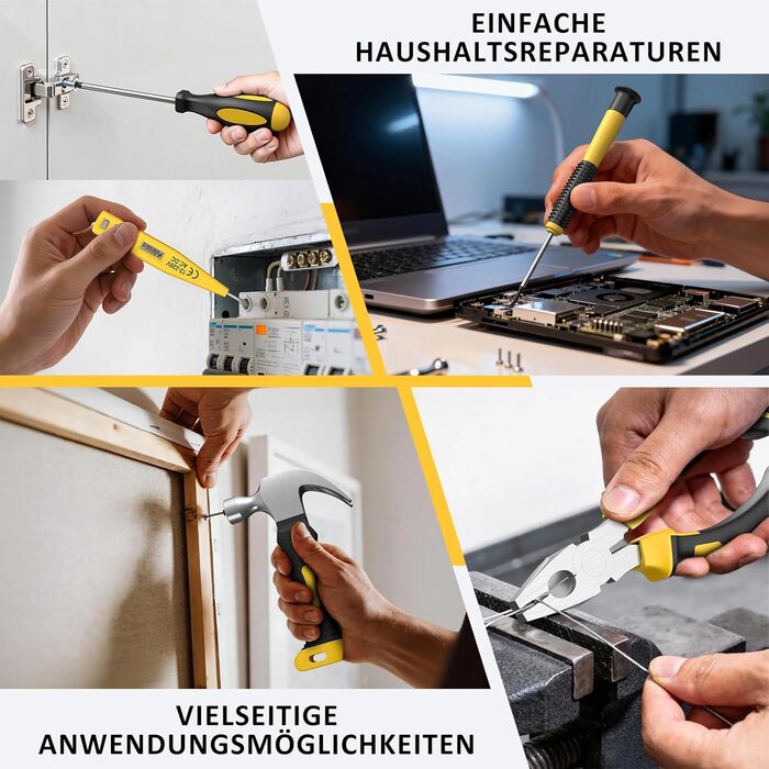 Набір інструментів Sundpey 170 предметів з акумуляторним дрилем-шуруповертом 21V, 2.0Ah, жовтий кейс для дому та ремонту