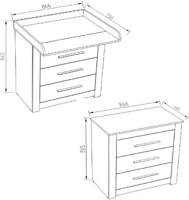 Комод-гойдалка Vicco Miro з приставкою-гойдалкою, білий, 86.6 x 86.5 см