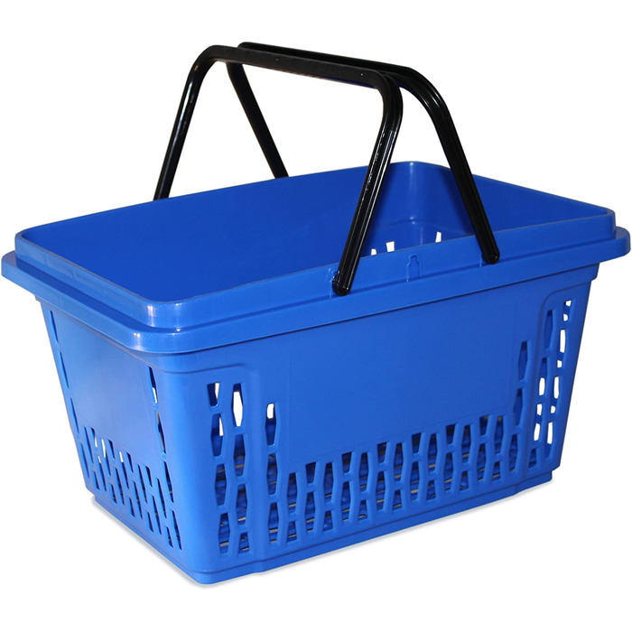 Пластикові кошики для покупок з 2 вішалками 40-літрові поліпропіленові барвисті колірні рішення (1, Синій)