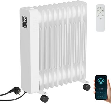 Електричний конвектор Daromigo з термостатом та Wi-Fi, 2000W, IP24, настінний, інфрачервоний, чорний, енергозберігаючий