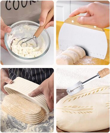 Набір для закваски з ротангу: корзини, скребок, ніж, тканина - повний комплект для початківців та професіоналів