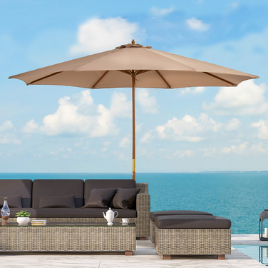 Outsunny Parasol Wood 300 см Дерев'яна парасолька Садова парасолька Балконна парасолька бамбук хакі