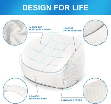 Ергономічна подушка між ніг для сну на боці CREATESTAR з ефектом пам'яті (Memory Foam) зі знімним чохлом