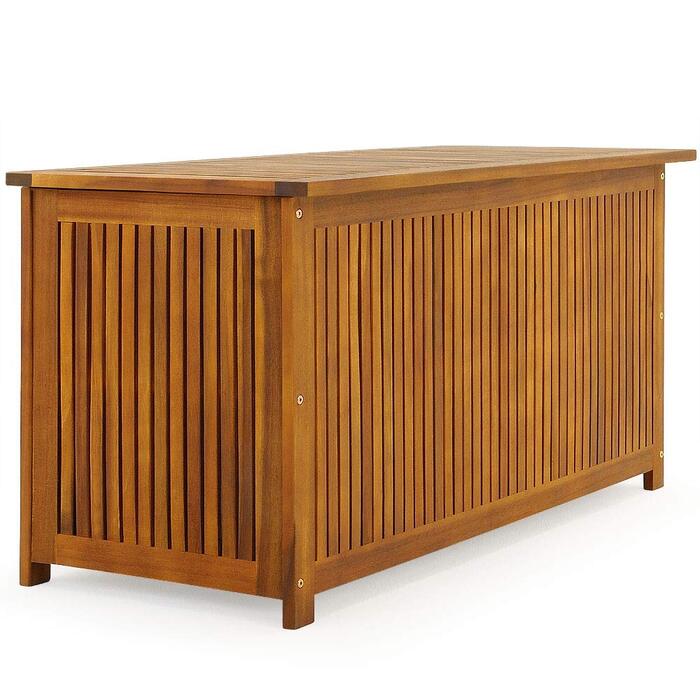 Ящик садовий дерев'яний Casaria Gartenbox з акації 205л, з кришкою, витримує 160кг, для саду, балкона, тераси, вологостійкий, лавка-ящик 115x50 см