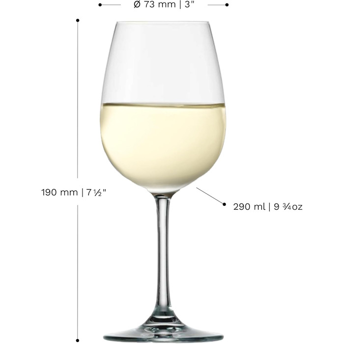 Бокали для білого вина Stölzle Lausitz Weinland 6 шт, 290 мл - Кришталеві келихи для червоного та білого вина, Німеччина