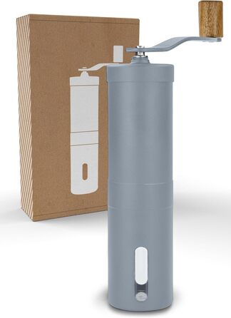 Ручна кавомолка Lambda Coffee з нержавіючої сталі та керамічним жорном | Для еспресо та інших сортів | Матеріал: нержавіюча сталь, дерево, кераміка | Колір: Dusk Blue