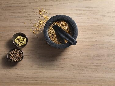 Набір Zwilling Spices: ступка з товкачиком (граніт, 11 см) та сито (нержавіюча сталь, 16 см)