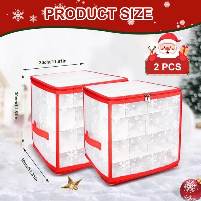 Коробка для зберігання ялинкових прикрас (64 шт.) з 4 рівнями, 30x30x30 см