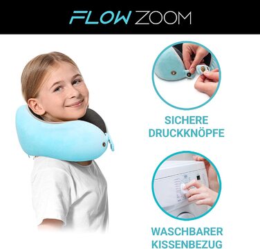 Дитяча дорожня подушка для шиї FLOWZOOM з ефектом пам'яті та сумкою