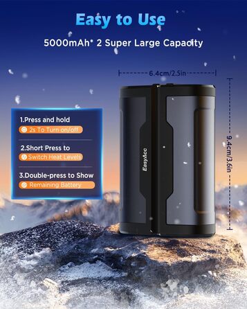 EasyAcc Портативний акумуляторний гріти руки чорного кольору - великий (сірий)