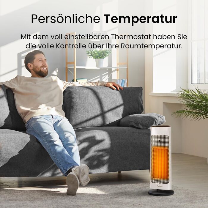 Обігрівач Pro Breeze керамічний з пультом дистанційного керування, 7 режимів нагріву, 2000W, захист від перегріву, таймер 24 год, ECO режим, тиха робота, осциляція 80°