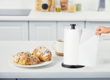 Тримач для паперових рушників на стільницю з мармуровою основою, стійкий диспенсер для кухні та ванної кімнати, чорний