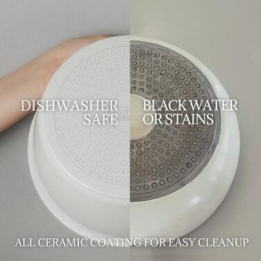 Набір каструль та сковорідок з керамічним покриттям 8 предметів з знімними ручками, індукційне дно, придатні для духовки та мийки, без PFAS/PFOA, кремово-білий