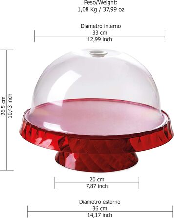 Форма для випічки Omada Design Linea Diamond з акрилу, 36 см, з кришкою, для фруктів та випічки, Made in Italy