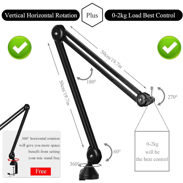 Мікрофонний стійкий кронштейн Mikrofon Arm V50 3/8
