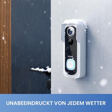 Відеодзвінок ieGeek 2K з камерою, бездротовий, IP66, AI-розпізнавання руху, нічне бачення, без підписки, сумісний з Alexa, Wi-Fi 2.4GHz, з внутрішнім дзвінком (білий)