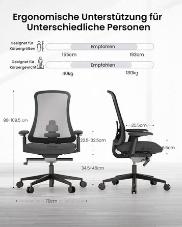 Офісний стілець ProtoArc Flexer Pro чорний з регулюванням глибини сидіння та дихаючою спинкою