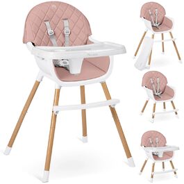 Дитячий стільчик Nukido 3 в 1 Lilo Beige (Рожевий) - регульований, зі знімним столиком, для дітей від 6 місяців