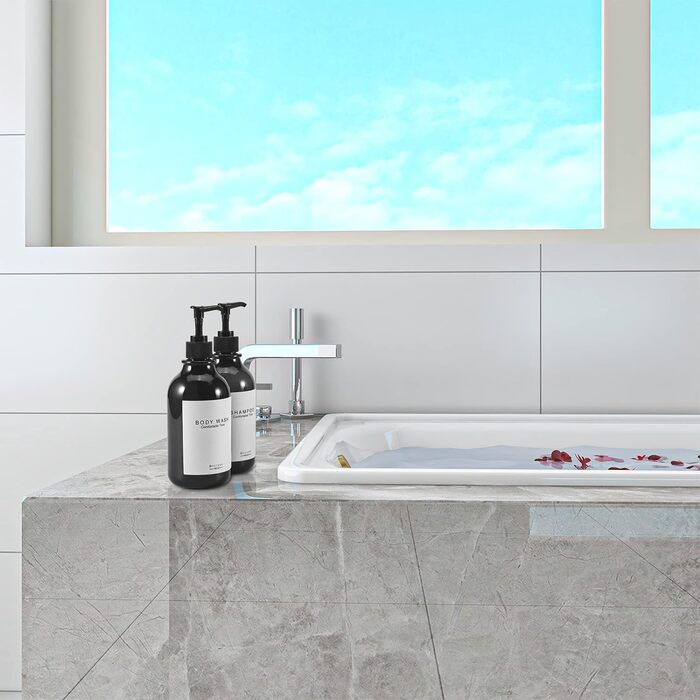 Дозатор для шампуню та кондиціонера на душову стіну, диспенсер для мила 3-камерний без свердління, багаторазовий для шампуню, лосьйону, олії, гелю для душу, рідкого мила та мила для посуду (3 пляшки, чорний)