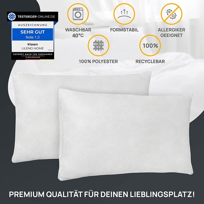Набір з 4-х подушок з наповнювачем 70x90 см - внутрішня подушка для алергіків, яку можна прати при 40C - поліестерова набивка для кушетки, дивана, коктейля та подушки