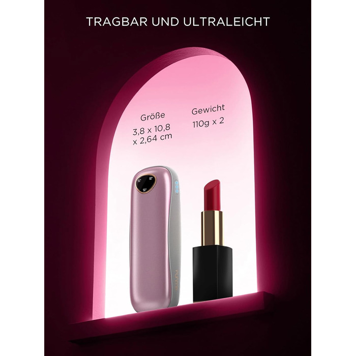 Електричні грілки для рук Funme® OT95 (Рожеве золото) 10000mAh - 2 шт. USB Powerbank, 60°C, для жінок, ідеальні для активного відпочинку