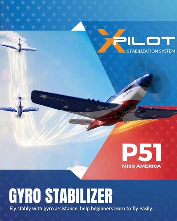 Літак на радіокеруванні VolantexRC 761-5 P-51 Mustang RTF 4-канальний, з Xpilot стабілізацією, для початківців, готовий до польоту