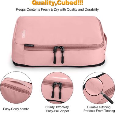 Набір органайзерів для подорожей у валізу Packing Cubes, комплект дорожніх сумок для одягу та косметички (8 предметів, рожевий)