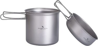 Набір кухонного посуду iBasingo для кемпінгу: титановий посуд з відкидним ручками, 1500 мл каструля та 500 мл сковорода, ідеальний для туризму та пікніків