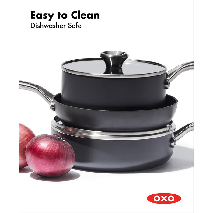 Набір каструль та сковорідок OXO Professionelles: 5 предметів, керамічне антипригарне покриття, індукція, нержавіюча сталь, кераміка, чорний