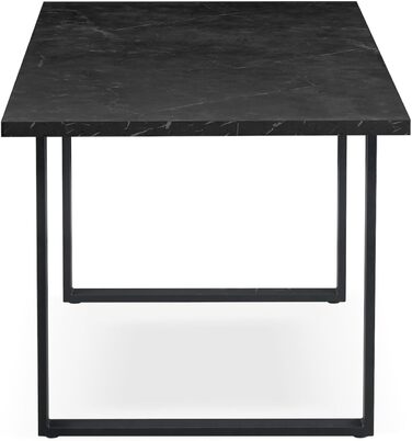 Розсувний обідній стіл B&D Home Anna | 120-160 x 80 см, на 4-6 осіб | стіл для кухні/їдальні з дерев'яними ніжками, чорний | скандинавський/індустріальний дизайн, Texas-Eiche (дуб Техас), 11202-US-EITE (чорний мармур/чорний)