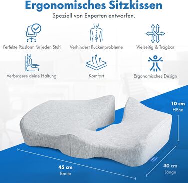 Ортопедична подушка для сидіння Kalmise | Подушка для офісного крісла з Memory Foam | Подушка для куприка для офісу, дому, авто або інвалідного візка