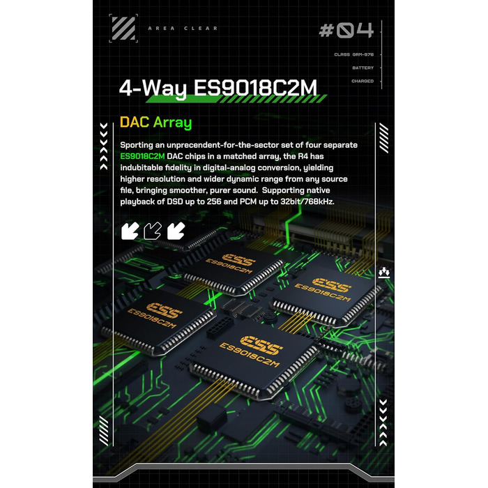 MP3-плеєр HiBy R4 Android з Bluetooth, Wi-Fi, 4DAC, підтримкою DSD, PCM, MQA, 4.4 мм баланс, 32 ГБ, чорний