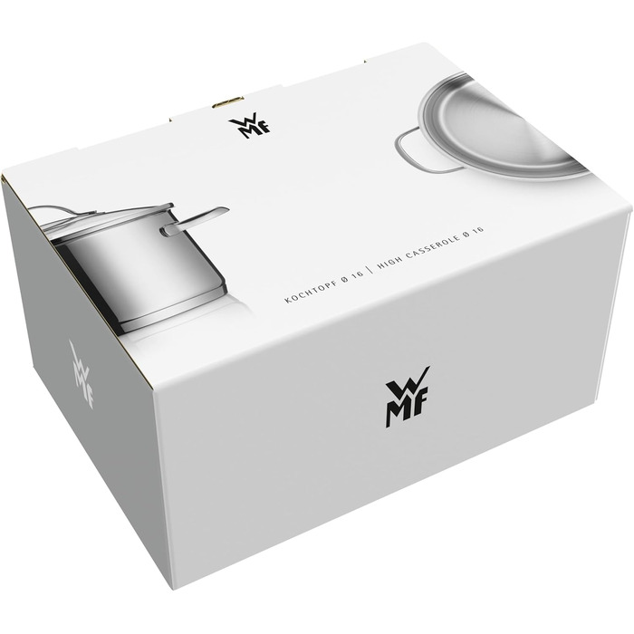 Набір каструль WMF Aparto з нержавіючої сталі Cromargan з кришкою з термостійкого скла, індукційне дно, не має покриття, придатний для миття в посудомийній машині (16 см)