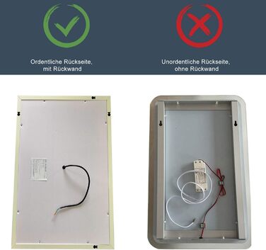 Елегантне дзеркало для ванної кімнати з LED-підсвічуванням 45x60 см, холодне біле світло, IP44, енергозберігаюче, 60L x 45B см