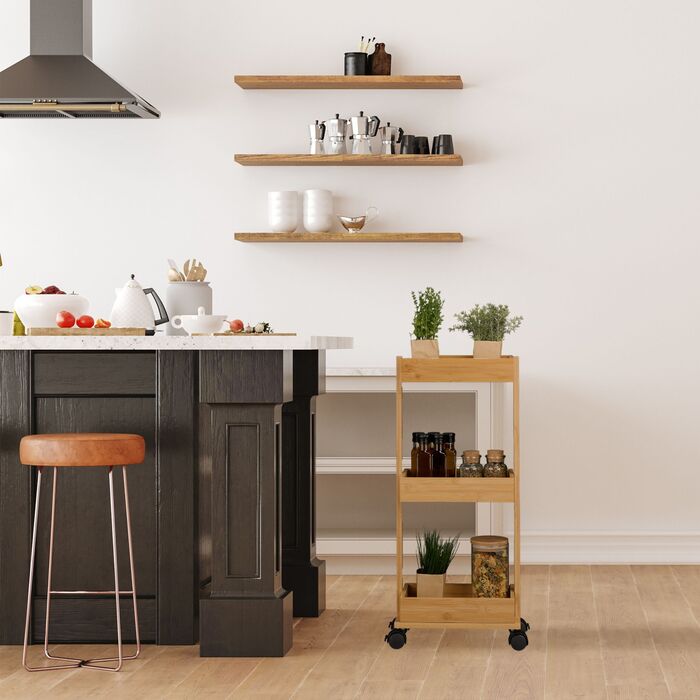 Візок для дому Relaxdays з бамбука, 3 яруси