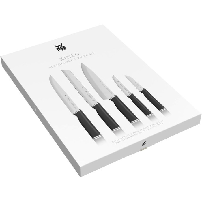 Набір ножів WMF Kineo з бруском для ножів, 6 предметів, Made in Germany, бамбуковий брусок, Performance Cut, нержавіюча сталь