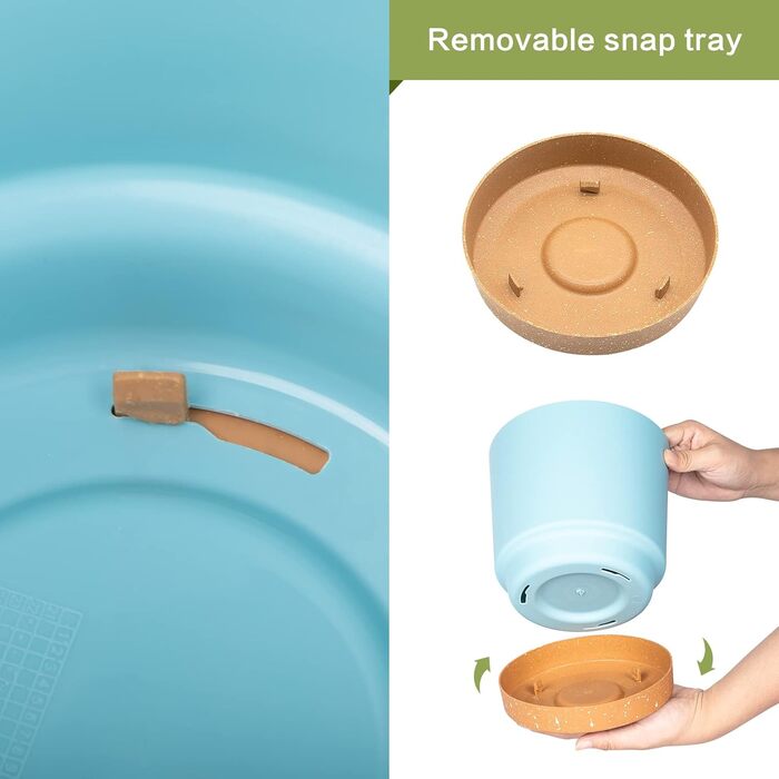 Набір горщиків для квітів QCQHDU 2 шт. з дренажними отворами та знімним дном, підставки, сучасний декор для дому та саду (Світло-блакитний, 25.4 см)