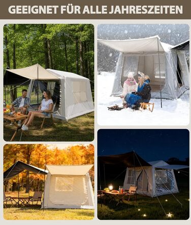 Надувний кемпінговий намет для 2-8 осіб 4 сезони Oxford, з повітряним насосом, швидке встановлення 270x270x200 см, з козирком