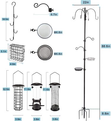 Розкішний набір для годівлі птахів в стилі урбан-деко, годівниця для птахів, стовп, годівниця для диких птахів, підвісний набір, вішалка для кашпо, мульти-годівниця, підвісна металева годівниця для сала, ванночка для птахів, для залучення диких птахів, мо
