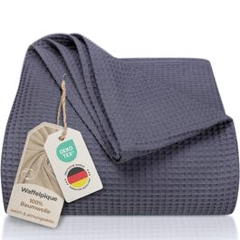 Плед LAYNENBURG Premium 180x220 см, вафельна тканина, 100% бавовна, антрацит