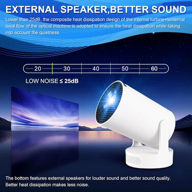 Портативний міні проєктор 4K HY300ultra з Wi-Fi 6, Android 11 та підтримкою HDMI для телефону/ПК/ноутбука/Stick. Full HD 1080P, вбудований динамік