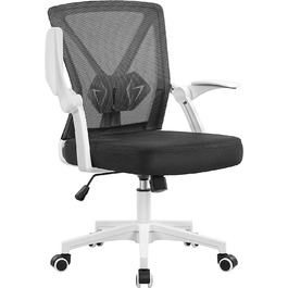 Офісне крісло Yaheetech ергономічне, сітчасте робоче крісло з відкидними підлокітниками, обертове крісло з регульованою опорою для попереку, крісло для керівника з регульованою висотою, (білий)