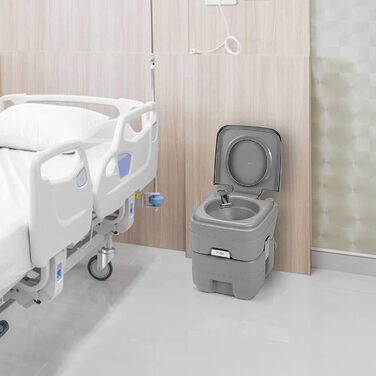 Мобільний туалет для кемпінгу LIFEZEAL з 20л баком, для подорожей та кемпінгу, з поршневим насосом, зручна висота сидіння