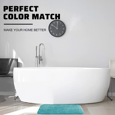 Килимок для ванної кімнати GONICVIN 60x90 см, м'який фланелевий, миючий, з антиковзаючим покриттям, для ванної, вітальні (Турквіс)