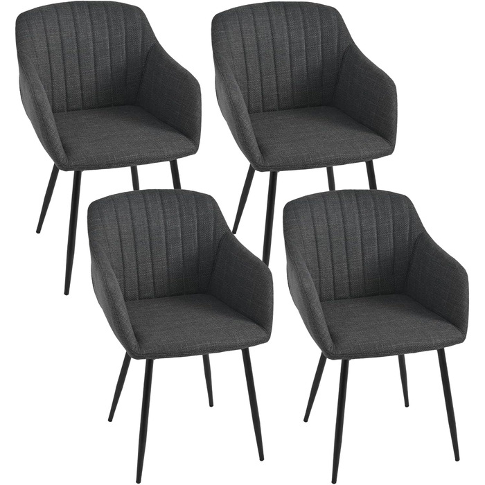 Набір обідніх стільців з підлокітниками, 4 шт., чорно-сірий, для кухні, вітальні, спальні