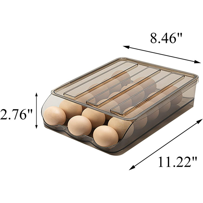 Контейнер для яєць для холодильника Автоматичний тримач для яєць в рулонах для холодильника, ящик для зберігання яєць з кришкою, місце для зберігання курячих яєць