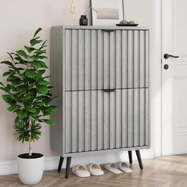 Шафа для взуття Smuxee з 2 відкидними полицями, 60 см, сіра. Вільна стоянка, органайзер для взуття для прихожої, вітальні або гардеробу.