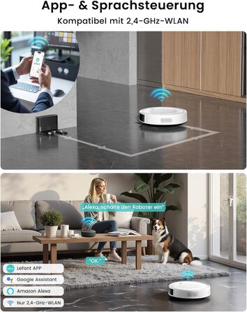 Робот-пилосос Lefant M310 Ultra з функцією миття підлоги, білий. Для тварин, килимів, з керуванням через додаток та Alexa.