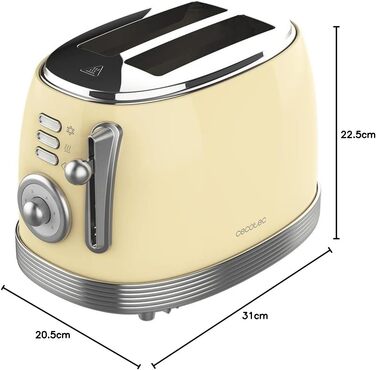 Тостер Cecotec Toast&Taste 800 Vintage Light: 850 Вт, 2 слоти, нержавіюча сталь, зелений, вінтажний стиль