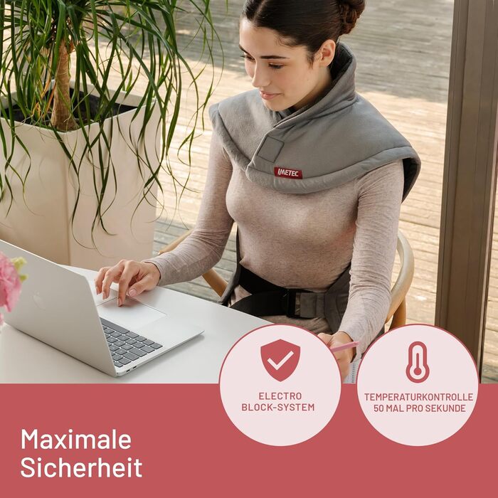 Грілка для шиї та плечей Imetec Intellisense - 47x52 см, 5 температур, електрозахист, антиалергенна тканина, машинне прання